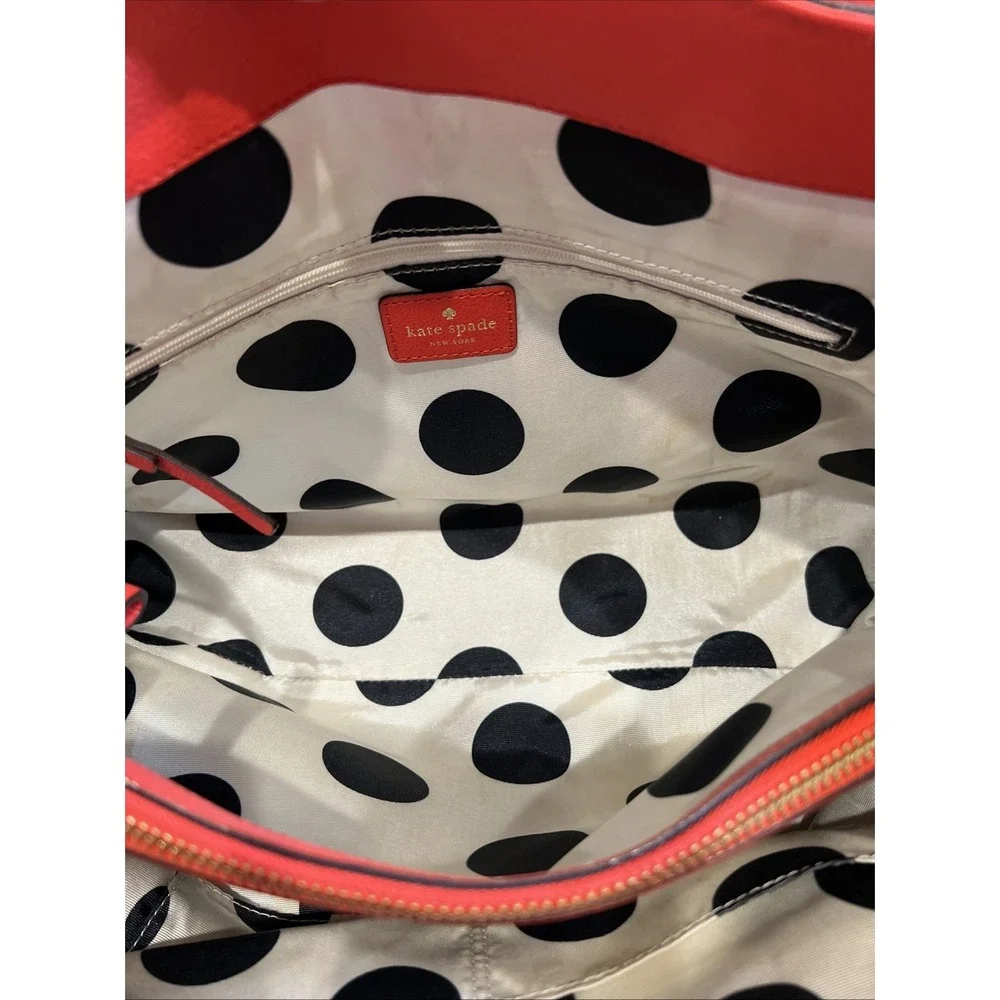 Kate Spade Elena‎ Villabella Orange Red Shoulder Bag Leather Handbag Bow Satchel